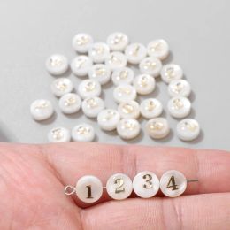 Wholesale 8mm White Mother of Pearls Bead Natural 0-9 Number Digits Shell Beads for DIY Necklace Bracelet Earrings DIY Jewelry