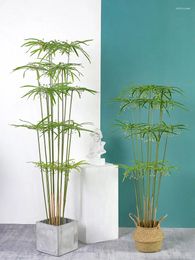 Decorative Flowers 120-150CM Lifelike Cyperus Alternifolius Potted Bamboo Large Floor Fake Tree Green Plant Decoration Office Ornaments