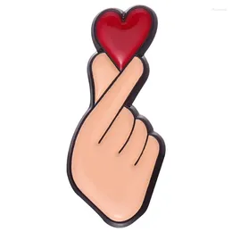 Brooches Pin Creative Cute Cartoon Finger To Love Heart Alloy Women's Brooch Breast For Couples Gift Enamel Emblem Women