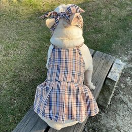 Designer Dog Dresses Brand Dog Apparel Classic Plaid Dog Clothes with Headband Luxury Summer Pets Vest Shirts Vacation Breathable Dress Chihuahua Yorkies Outfit 87