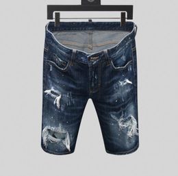 designer maschile jeans corti buchi dritti jeans stretto jean night club blu cotone estate maschi pantaloni per il tempo libero reminiscenc7042273