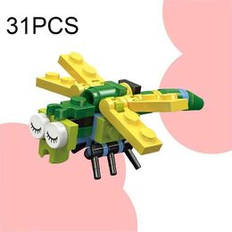 Blocks 31PCS Dragonfly Building Toy Set Cute Animal Party Mini Insect Series Assemble Model Bricks Kids Toys Birthday Gifts H240522