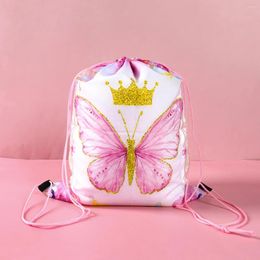 Gift Wrap Butterfly Party Favours Drawstring Bags Waterproof Beach Treat Candy Bag For Girls Kids Baby Shower Birthday Supplies