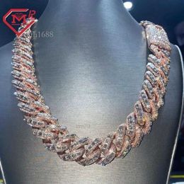 Designer Cuban Link Chain Chains Rappers 20mm Iced Out Rose Gold Chain Emerald Cut Moissanite Cuban Link Chain Mens Hip Hop Miami Chain