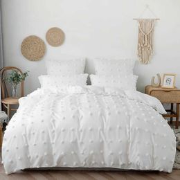 Bedding sets WOSTAR Summer white pinch pleat duvet cover 220x240cm luxury double bed quilt bedding set queen king size comforter H240521 RA22