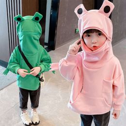 Baby New Sweatshirts Spring Autumn Children's Loose Clothing Kids Frog Hooded Long-Sleeved Cute Cartoon Wind Pullover Top 1-6Y L2405 L2405