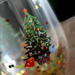 KEMORELA 1PCS New Double Wall Christmas Glass Mug Heat Resistant Beautyful Cup For Coffee Water Cup Bar Drinkware Christmas Gift