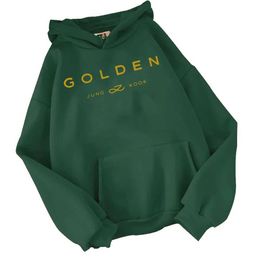 Felpa con cappuccio maschile 2024 Hoodie calde Jungkook Kpop Felpa vintage Sudaderas Winter Warm Gold Album Gold Merch Unisex Medies for Men and Women Q240521