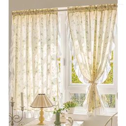 Curtain Korean Rufffle Embroidery Curtains Road Pocket Shade Floral For Kitchen Bedroom Living Room Bay Window Cabinet
