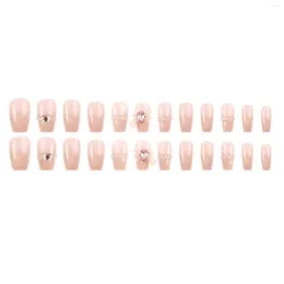 False Nails Handmade Glossy Pink Fake With Pearls Chip-Proof Smudge-Proof For Fingernail DIY Decoration