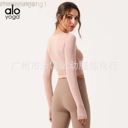 Desginer Aloe Yoga Top Suit T-shirt Short Sport Long Sleeved Tight Fitting Slimming and Shaping Sweatshirt Pilates Fitness