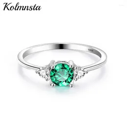 Cluster Rings Kolmnsta Real 925 Sterling Silver Green Zircon Round Wedding For Women Delicate Bride Engagement Band Party Jewellery