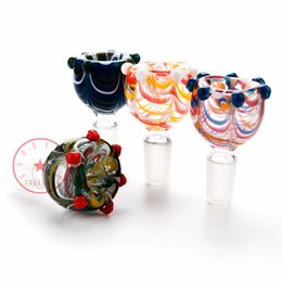 Newest Colorful Smoking 14MM 18MM Male Joint Dry Herb Tobacco Filter Glass Bowl Oil Rigs Portable Waterpipe Bong Bubbler DownStem Cigarette Holder DHL