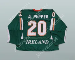 Custom ADAM PEPPER IRELAND HOCKEY JERSEY Top Stitched S-M-L-XL-XXL-3XL-4XL-5XL-6XL