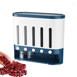 Storage Bottles Grain Container Dispenser Dry Food With 5 Grids Household Kitchen Rice Visible Window For