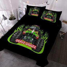 Bedding Sets Smart Racing Car With Green Fire Design Duvet Cover Set Soft For All Seasons Home Bedroom Decor