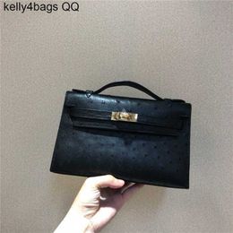Kelis High End Quality Ostrich Leather Bags real withCWL7