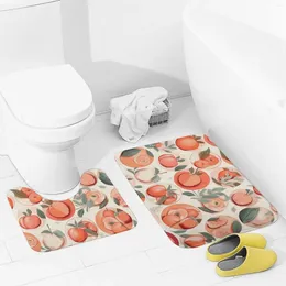 Bath Mats Bathroom Rugs Sets 2 Piece Round Peach Absorbent U-Shaped Contour Toilet Rug