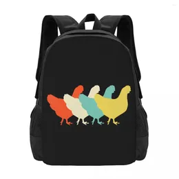 School Bags Retro Art Chicken Simple Stylish Student Schoolbag Waterproof Large Capacity Casual Backpack Travel Laptop Rucksack
