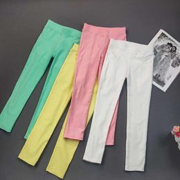 Wiosna i jesienne cukierki dziecięce elastyczne ołówek stały kolor rajstopy 2-11Y Baby Summer Feet Pants L2405