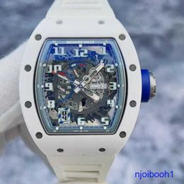 Highend RM Wrist Watch Rm030 Limited White Ceramic Grey Blue Colour Hollowed Out Automatic Mechanical Tourbillon Movement Timepiece Chronograph