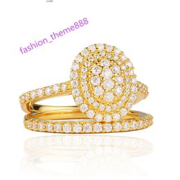 Deyin Factory Wholesale Dubai 18k Gold Plated 925 Sterling Silver Moissanite Wedding Ring Sets for Bridal Engagement Jewelry