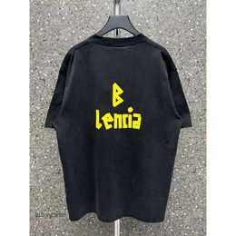 designer T-shirts Balenciigas Hoodies Men's Sweatshirts The correct version trendy Paris summer back tape short sleeved OS couple's shoulder drop casual T-shirt FRWU