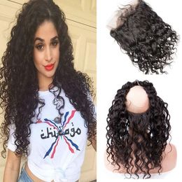 Peruvian Unprocessed Human Hair Water Wave 10-24inch Natural Color 360 Lace Frontal With Baby Hair Top Closures Wet And Wavy Wsfcd