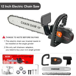 12-inch Electric Chain Saw Converter Bracket DIY Kit For 100/115/125/150/180mm Angle Grinder, M10-M14-M16 Home Woodworking Tools