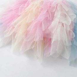 Skirts VIKITA Girls Layered Tulle Mesh Princess Mini Skirts Kids Colorful Rainbow Birthday Party Performance Casual Irregular Skirt Y240522