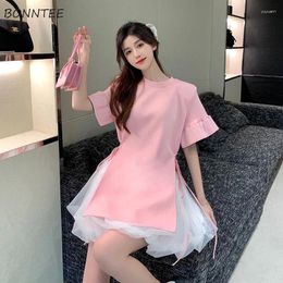 Work Dresses Women Sets Petal Sleeve Mini A-line Loose Design Sweet Sexy Lovely Elegant All-match Chic Cool Ulzzang Ins Casual Holiday Cosy