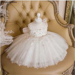 Christening dresses Childrens Clothing Girls First Birthday Party Wedding Girl Dress Lace Princess Baby Dress Toddler Baby Bath Ball Dress Q240521