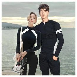 Women's Swimwear Korean Wetsuit Zipper Long Trousers Sleeve Waterproof Quick Dry Black And White Couple Swimsuit