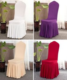 17 color Pleated Skirt ChairCover Party Decoration Wedding Banquet Chair Protector Slipcover Elastic Spandex Chairs Covers party 3740013
