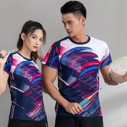 Men Women Badminton Tennis Uniform Tops Short-sleeved Sports Table Tennis Jersey Quick Drying Couple Ping Pong T-shirts 240522