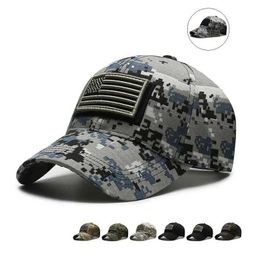 Ball Caps US Flag Camo Sticker Embroidered Baseball C Mesh Hat Mens Outdoor C J240522