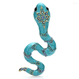 Brooches Wuli&baby Luxury Snake Women Unisex 3-color Enamel Rhinestone Reptile Animal Party Office Brooch Pins Gifts