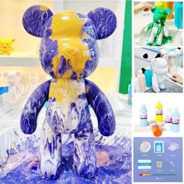 Action Toy Figures DIY Fluid Bear Painting Violent Sculpture Home Decoration Doll Toys Graffiti Parents ld H240522