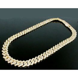 Customised 12Mm 14Mm 15Mm Round Cut Pass Tester Real Moissanite Cuban Link Chain Hip Hop Men's Necklaces Sier Plated