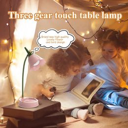 Table Lamps LED Light 3 Modes Flower Shaped Bedside Desk Lamp Eye Protection Stepless Dimming 360 Adjustable For Student Study Room