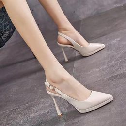 Casual Shoes 2024 Summer Fashion Ankle Buckle Sandals Women's Wedding Banquet Pointy High Heels 11cm Thin Sexy Party Ladies Pumps
