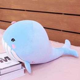 Plush Dolls Big Fat Cute Whale Plush Toy Soft Stuffed Cartoon Animal Fish Doll Rest Nap Sofa Pillow Cushion Girls Lovers Valentines Gift H240521 23OV