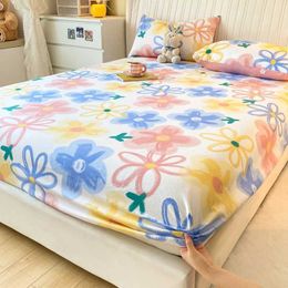 Bedding sets Fitted Sheet 100% cotton for single/couple bed breathable and soft non-slip customizable 1 part 16 sizes H240521 NDZX