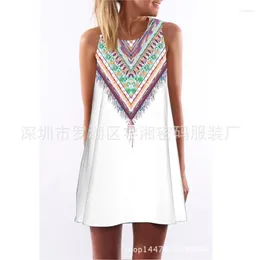 Casual Dresses Summer Womens Dress Digital Print Round Neck Sleeveless Short Fashion Loose Fit Femme Vestidos Para Mujer