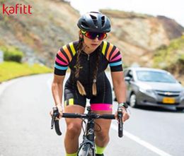 kafitt Cycling suit short sleeve jersey women and 9D padded bib gel pad shorts Sportwear et cuissard de cycliste femme Jumpsuits4545630