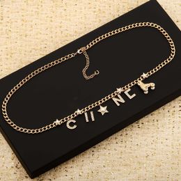 2024 Luxury quality charm long pendant necklace with diamond and words shoes designer jewelry have stamp box PS3705B