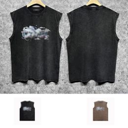 24ss designer mens tank tops summer cotton vest trendy brand breathable fashion sleeveless t shirts ZJBAM087 Colorful cloud Pegasus printing made old vest size S-XXL