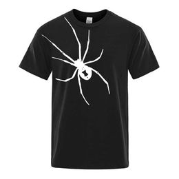 Men's T-Shirts Spider Print Fashion Design Mens Summer Short sleeved T-shirt Breathable Sports Top Graphic T-shirt Q240521