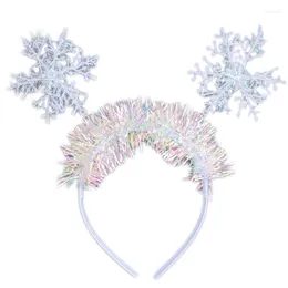 Party Supplies A0NF Cute Snowflake Headband Sequins Hair Hoop Novelty Headdress Garland Xmas Supply