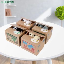 Plastic Electronic Deposit Saving Money Box Automated Panda Cat Coin Bank Creative Piggy Cute Toy For Children Gift 240516